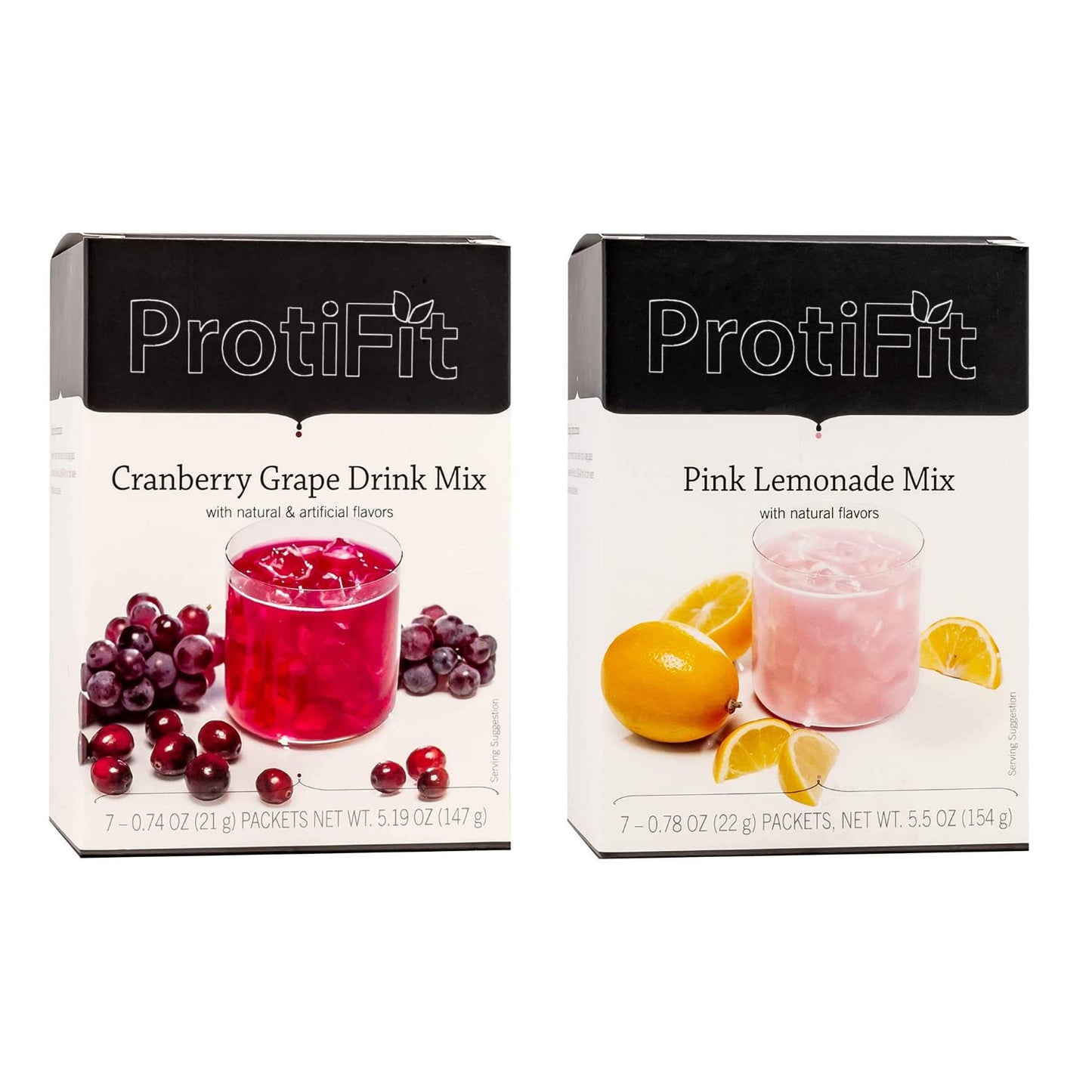 PROTIFIT - High Protein Cranberry Grape & Pink Lemonade Fruit Drink 2 Pack, 15g Protein, Low Calorie, Sugar Free, Ideal Protein Compatible, 7 Servings Per Box, (2 Pack)