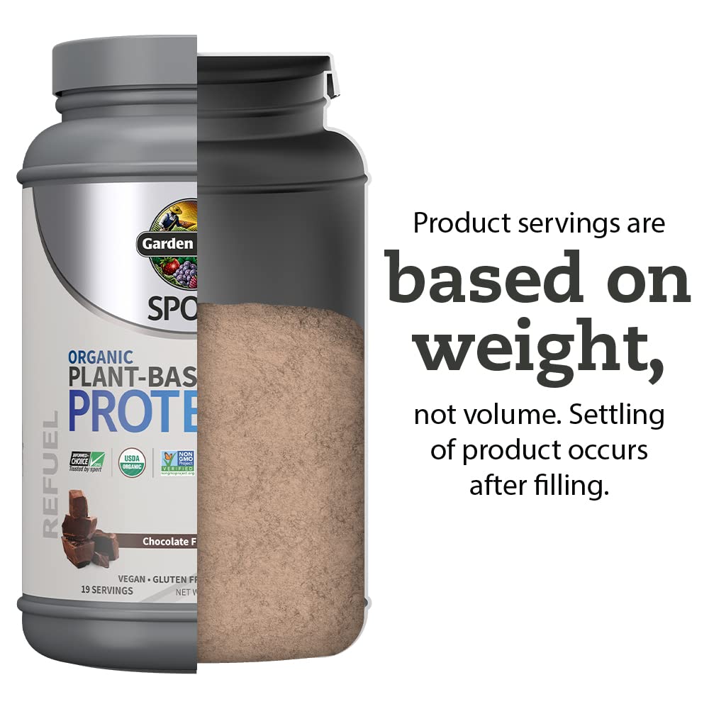 Organic Vegan SPORT Protein Powder, Chocolate - Probiotics, BCAAs, 30g Plant Protein for Premium Post Workout Recovery, NSF Certified, Keto, Gluten & Dairy Free, Non GMO, Garden of Life - 19 Servings