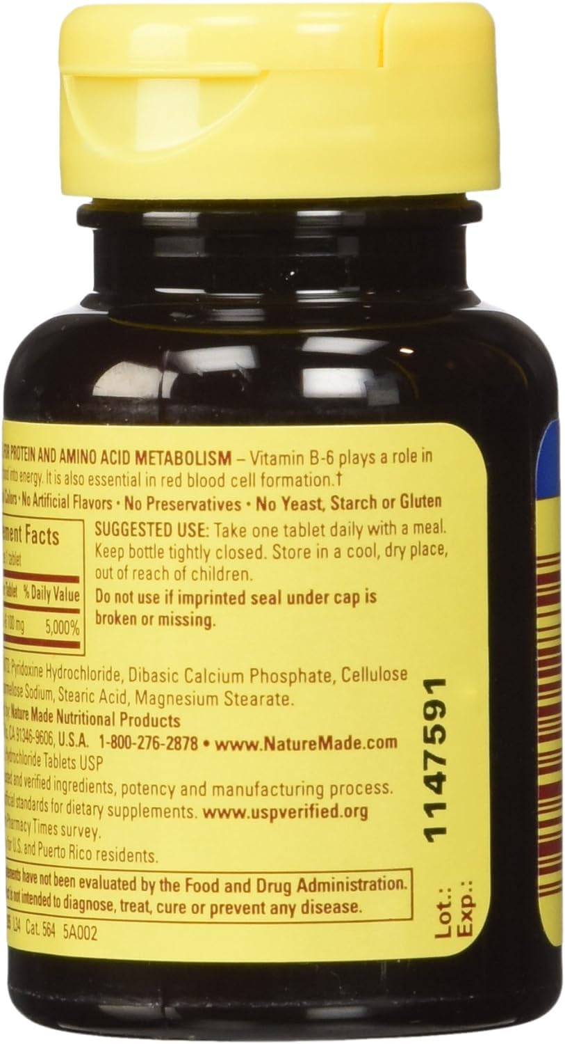 Nature Made Vitamin B-6 100 Mg, Tablets, 100-Count (Pack of 2)