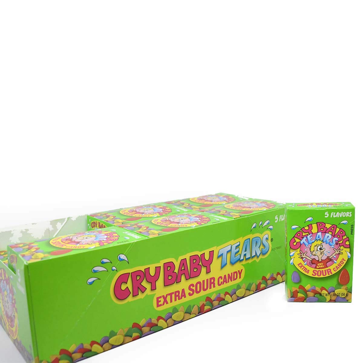 Cry Baby Tears Extra Sour Candy Five Flavors 198Ounce Boxes Pack of 24