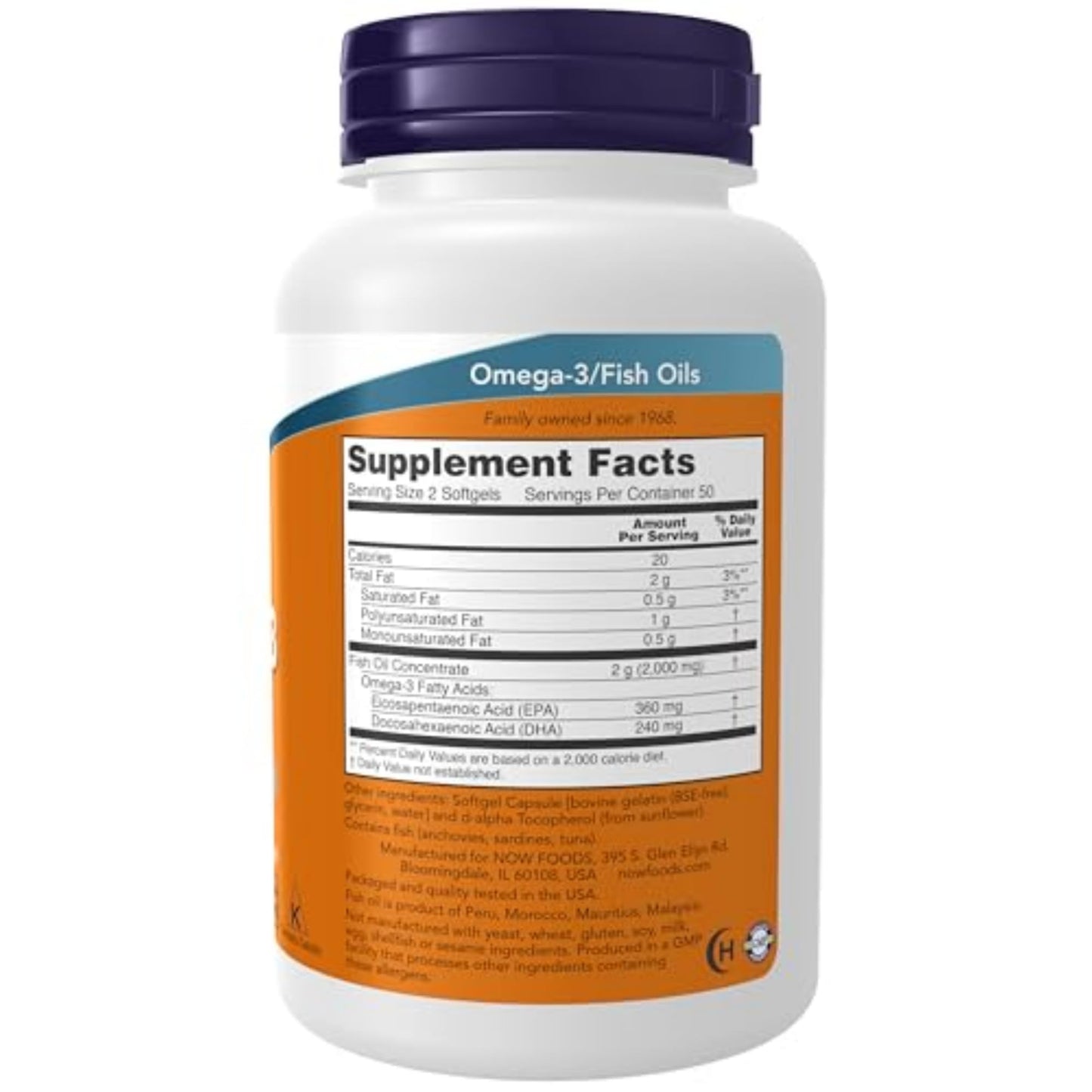 NOW Supplements, Omega-3 180 EPA / 120 DHA, Molecularly Distilled, Cardiovascular Support, 100 Softgels