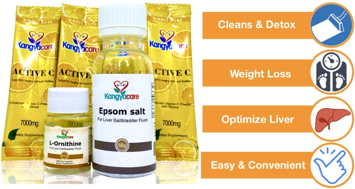 Kangyacare Liver Gallbladder Flush 肝胆排毒 - 1-Night Liver and Gallbladder Cleanse, Liver Detox Protocol - Cleans Liver, Gallbladder & Bile Duct Tract & Colon