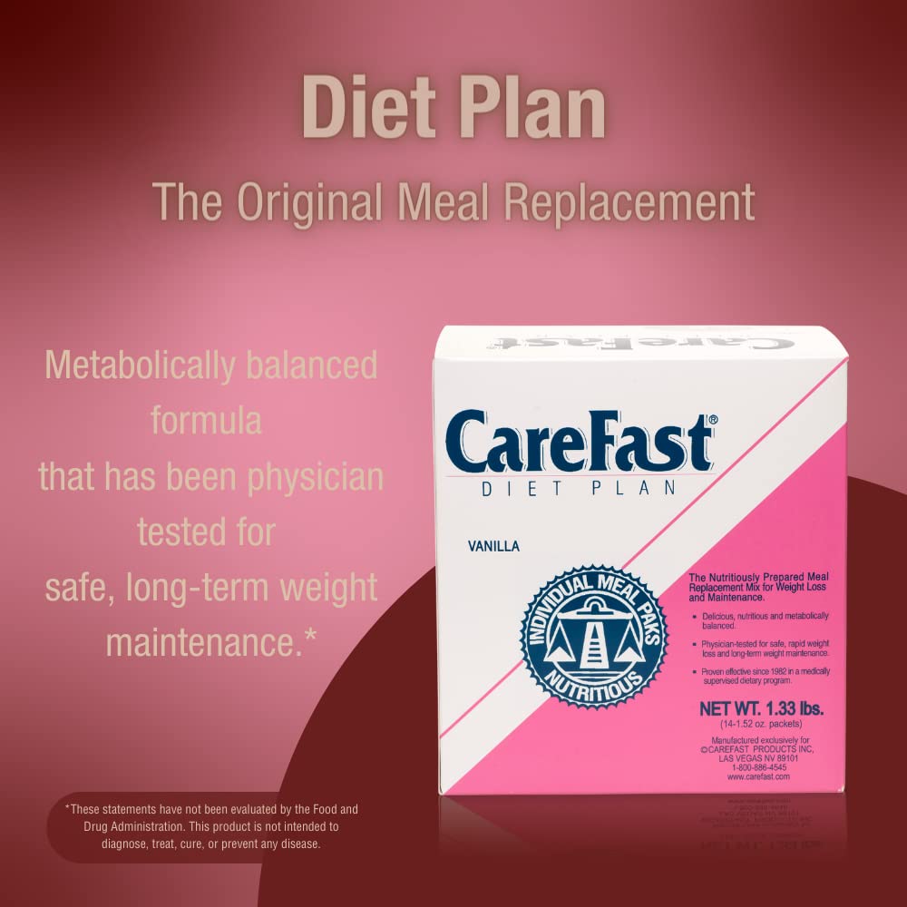 Diet Plan Meal Replacement - Vanilla - 14 single packet Servings Weight Loss Powder - 15g Protein - 3g Fiber - 24 Vitamins & Minerals Shake Smoothie - Physician approved since 1982