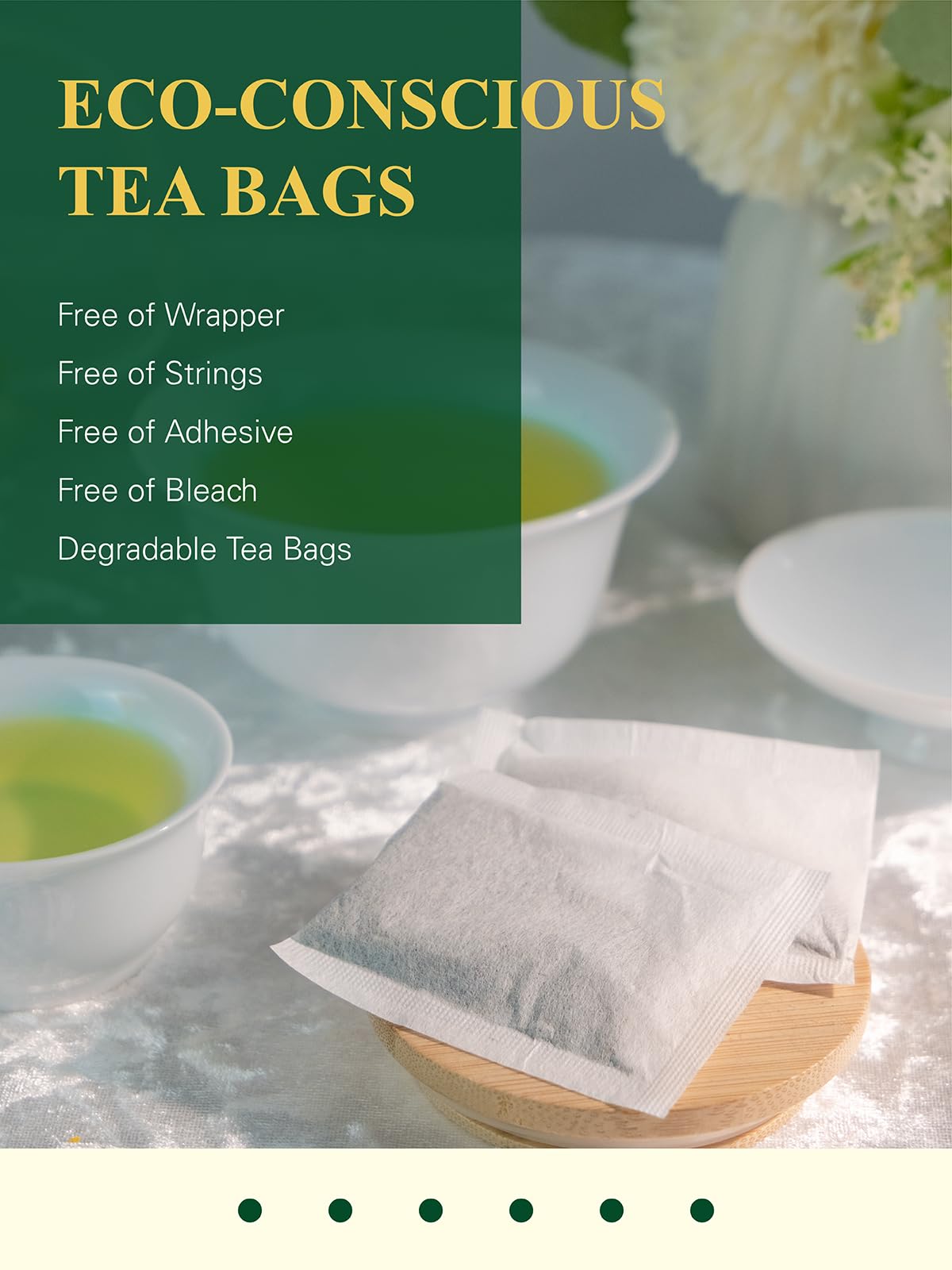 GLDNT Organic Sencha Tea Bags Natural Organic Sencha Green Tea Fresh  Smooth Flavor Iced  Hot Tea 100 Count