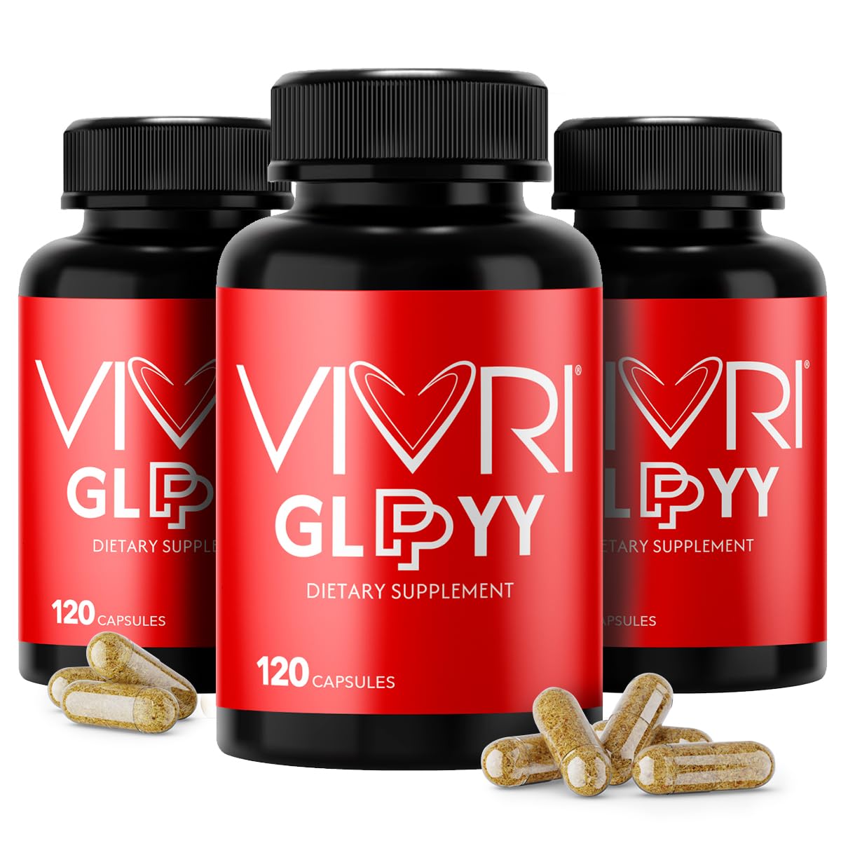 VIVRI 3-Pack GLP PYY Natural Appetite Suppressant for Women and Men | Ozempic Alternative Weight Loss Pills with MCT, Glucomannan & Quercetin | Curb Cravings with Clinically-Studied | 3-Month Supply