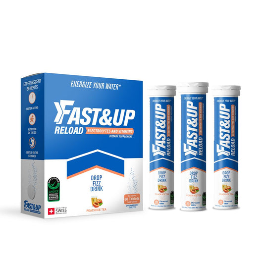 FAST&UP Reload - Instant Hydration and Electrolytes Replenishment - Saver Multipack - 60 Effervescent Tablets (Peach Ice Tea)