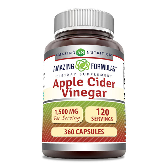Amazing Formulas Apple Cider Vinegar 1500 mg Per Serving Supplement | Capsules | Non-GMO | Gluten Free | Made in USA (360 Count)