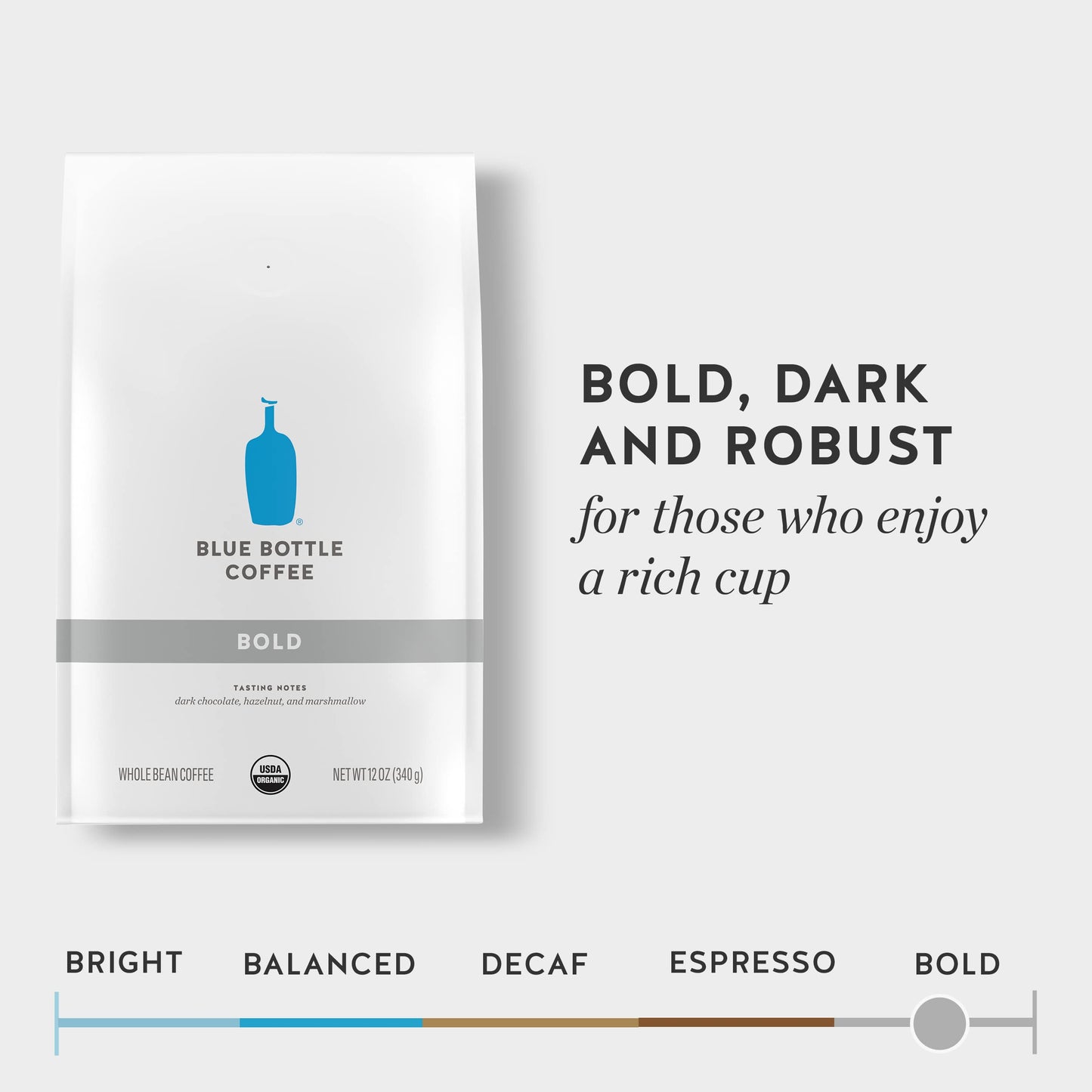 Blue Bottle Whole Bean Organic Coffee Bold Dark Roast 12 Ounce bag Pack of 6