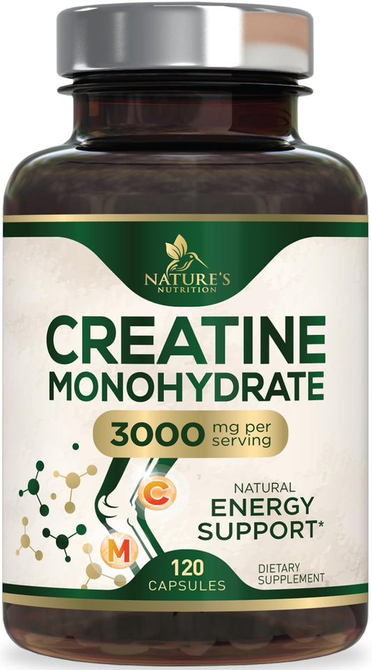 Creatine Monohydrate Capsules 3,000mg Micronized Creatine Supplement Support for Lean Muscle Strength & Endurance, Creatine Pills for Women & Men, Unflavored Tablets Non-GMO Gluten Free - 120 Capsules