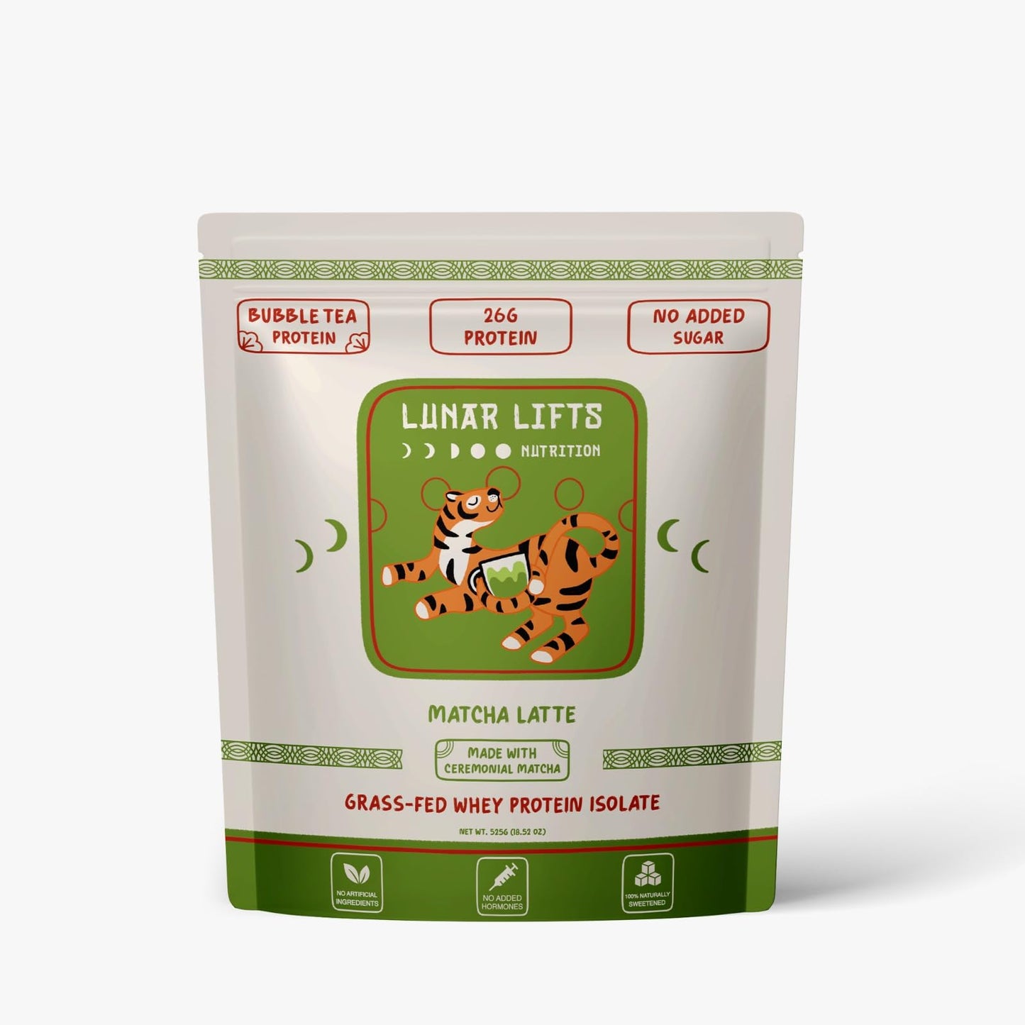Lunar Lifts Nutrition Matcha Latte - Boba Tea Protein Powder | 26g Whey Protein Isolate Matcha Powder | Ceremonial-Grade Matcha Bubble Tea Protein Powder | No Added Sugar & Artificial Ingredients
