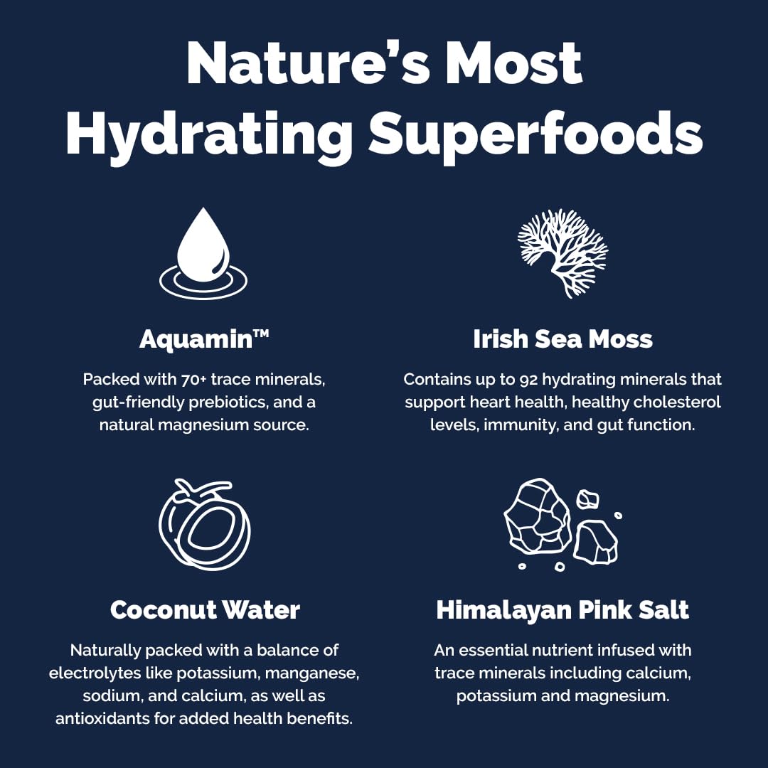 Voli Hydration Drink Mix, Sunset Strawberry - Superfood Electrolyte Powder with Irish Sea Moss, Aquamin Magnesium, Coconut Water & Himalayan Pink Salt - Low Calorie - 15 Servings (1 Pack)