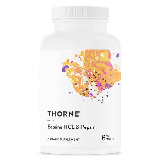 THORNE Betaine HCL & Pepsin - Digestive Enzymes for Protein Breakdown and Absorption* - 225 Capsules