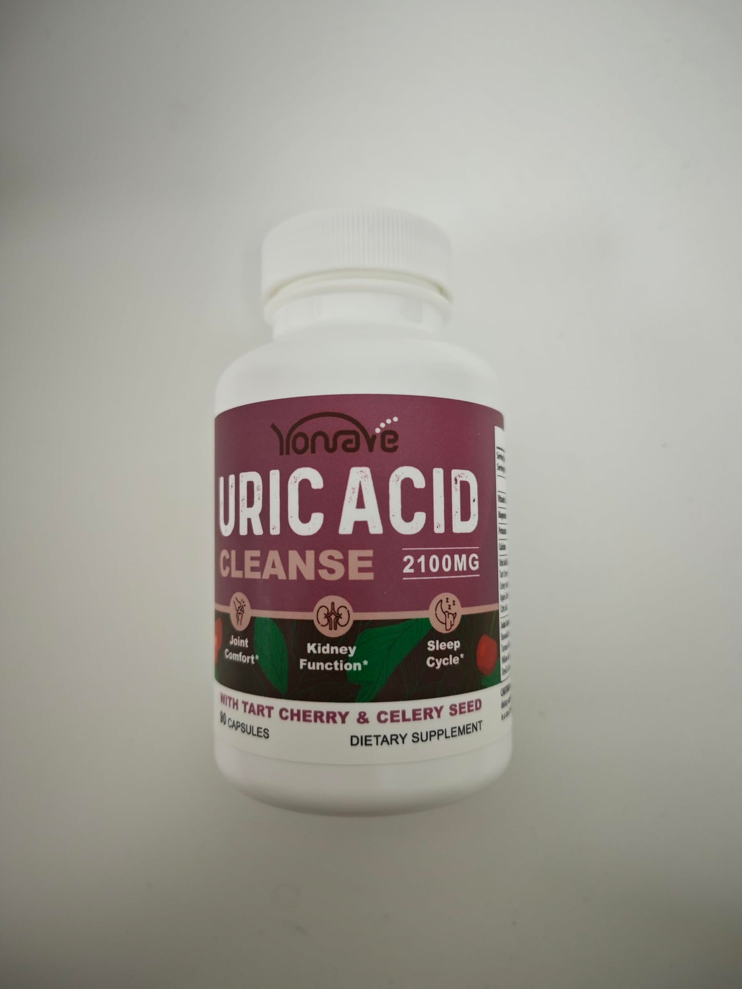 Yonrave Uric Acid Cleanse & Detox - Tart Cherry Capsules, Celery Seed Uric Acid Supplement -Joint, Kidney and Sleep - 90 Veggie Capsules