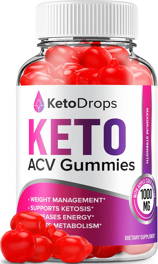 Keto Drops ACV Gummies - Advanced Formula Drops Keto Plus ACV Gummies Apple Cider Vinegar, Weight Management, ACV Dietary Supplement Men Women (60 Gummies)