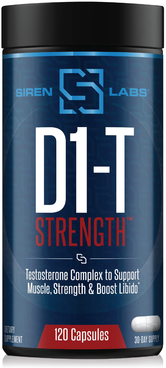 Siren Labs D1-T Strength Testosterone Booster for Men Mass Gainer with D-Aspartic Acid - Monster Muscle Mass-Building - Test Booster Suppression of Estrogen Anabolic Muscle Growth (120 Capsules)