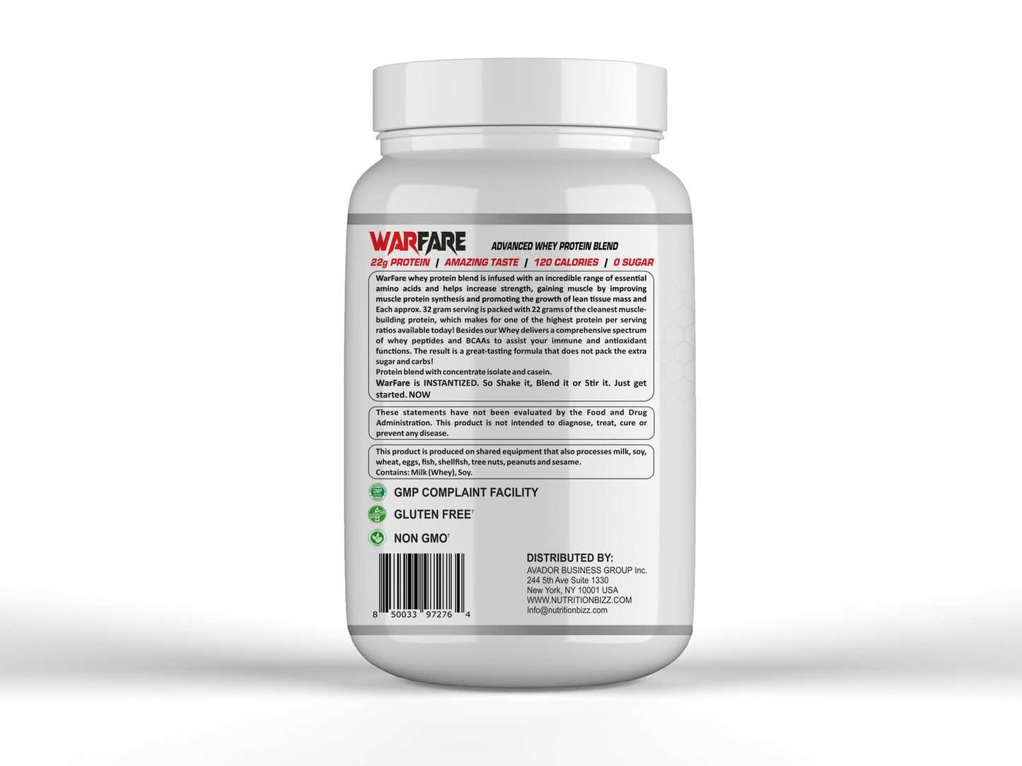 NutritionBizz Warfare 2 lbs Advanced Whey Protein Blend 22g Protein per Serving Amazing Flavors (2 lbs, Strawberry Cream)