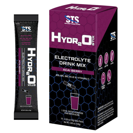 STS Hydro Stix Hydration Powder Packets Acai Berry Electrolyte Replacement Single Serving Easy Open - 10 Pack (16 Gram)