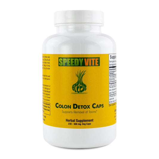 SpeedyVite Colon Detox Supports Natural Removal of Toxins* Organic, Charcoal Psyllium Seed & Husk Flax Seed Apple Fiber/Pectin Slippery Elm Fennel- Powder in 230 Veg Caps