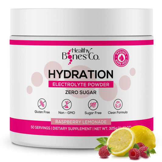 Sugar-Free Electrolyte Powder Drink Mix Fast Hydration Naturally Sweetened with Organic Monk Fruit, Raspberry Lemonade Flavor (325g) with Key Electrolytes and Trace Minerals -Keto Friendly, Vegan