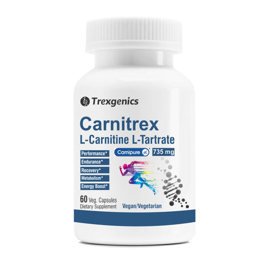Trexgenics L-Carnitine L Tartrate VEGAN & GLUTEN FREE CARNIPURE (Lonza, Switzerland) L-Carnitine L-Tartrate 735mg (60 Veg. Capsules)