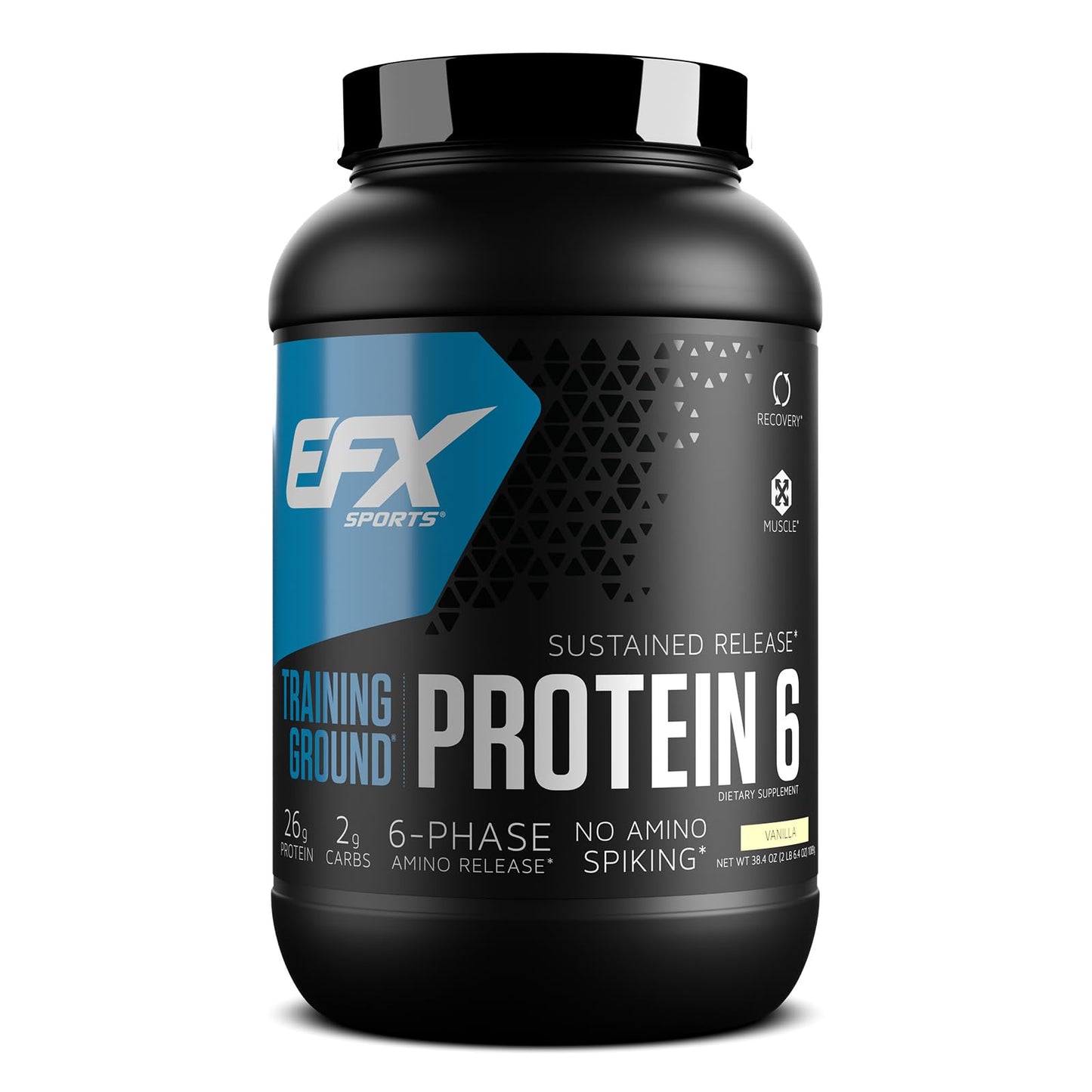 EFX Sports Training Ground Protein 6 | Whey Isolate & Concentrate, Egg White, & Pea Protein | 26g 6-Source Sustained Release Protein | 32 servings (Vanilla)