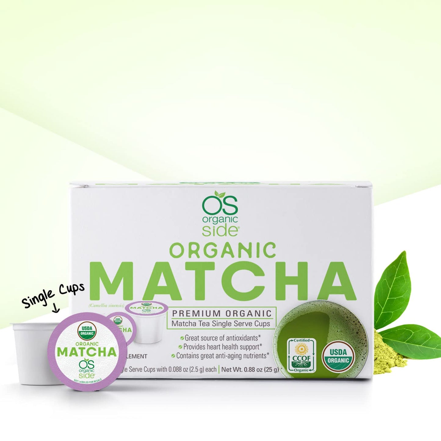 greenside Detox Herbal Tea Single Serve Cups Matcha - Contains Anti-aging nutrients and Antioxidants - Herbal Body Supplements - 10 Cups (3-gram Serving/cup)