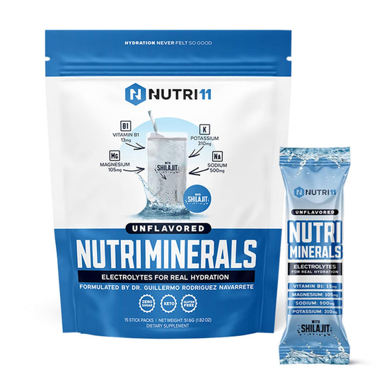 NUTRIMINERALS Hydration Electrolyte Powder | Advanced Vitamin B1, Shilajit & Pink Himalayan Salt | Zero Sugar | 15 Stick Packs | Clean Energy, Recovery & Detox Support (15 Sticks Pack, Unflavored)