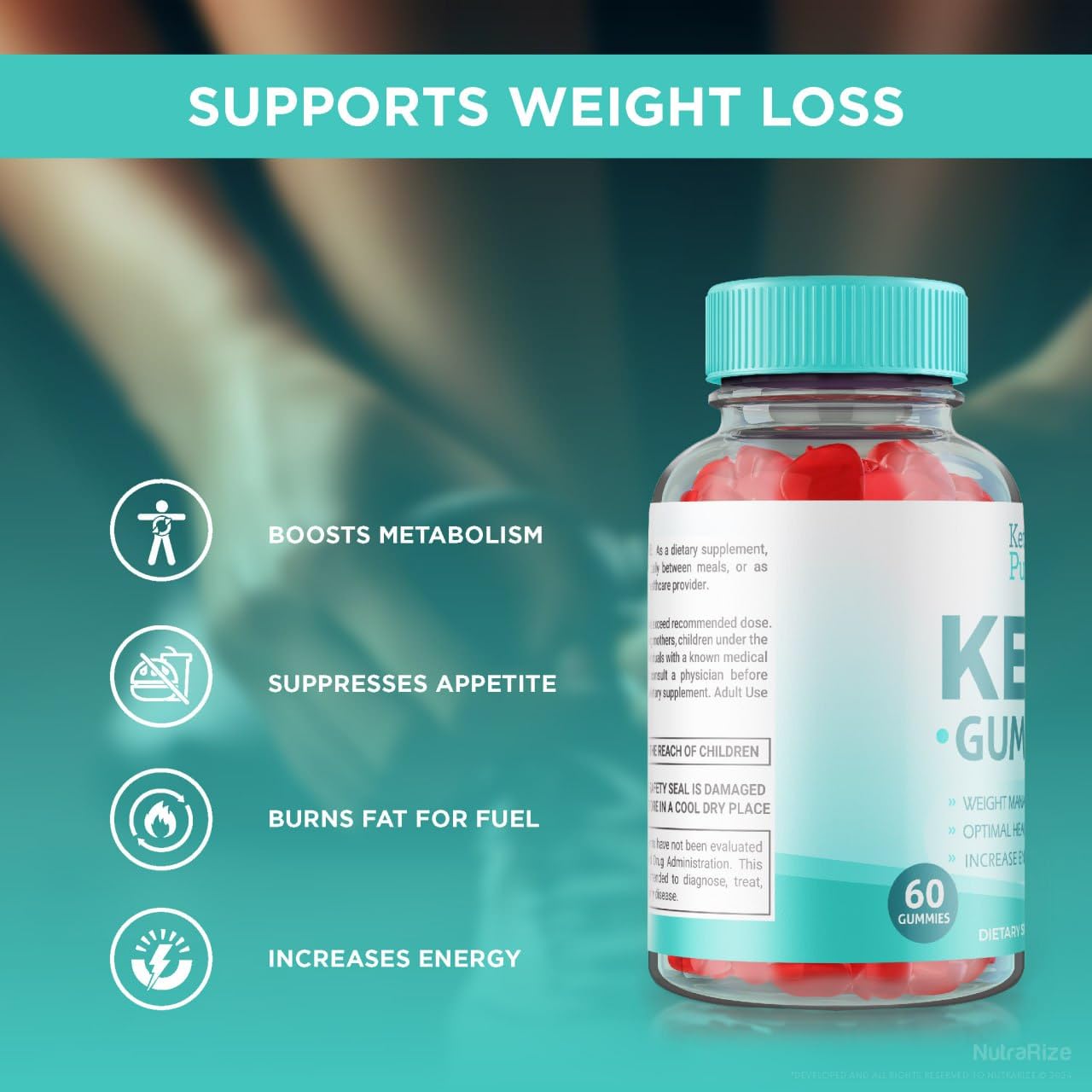 NutraRize (Pack of 2 Keto Purity Keto Gummies for Advanced Weight Loss, Keto + ACV Gummy, Maximum Strength Dietary Supplement, Gomitas Reviews (120 Gummies)