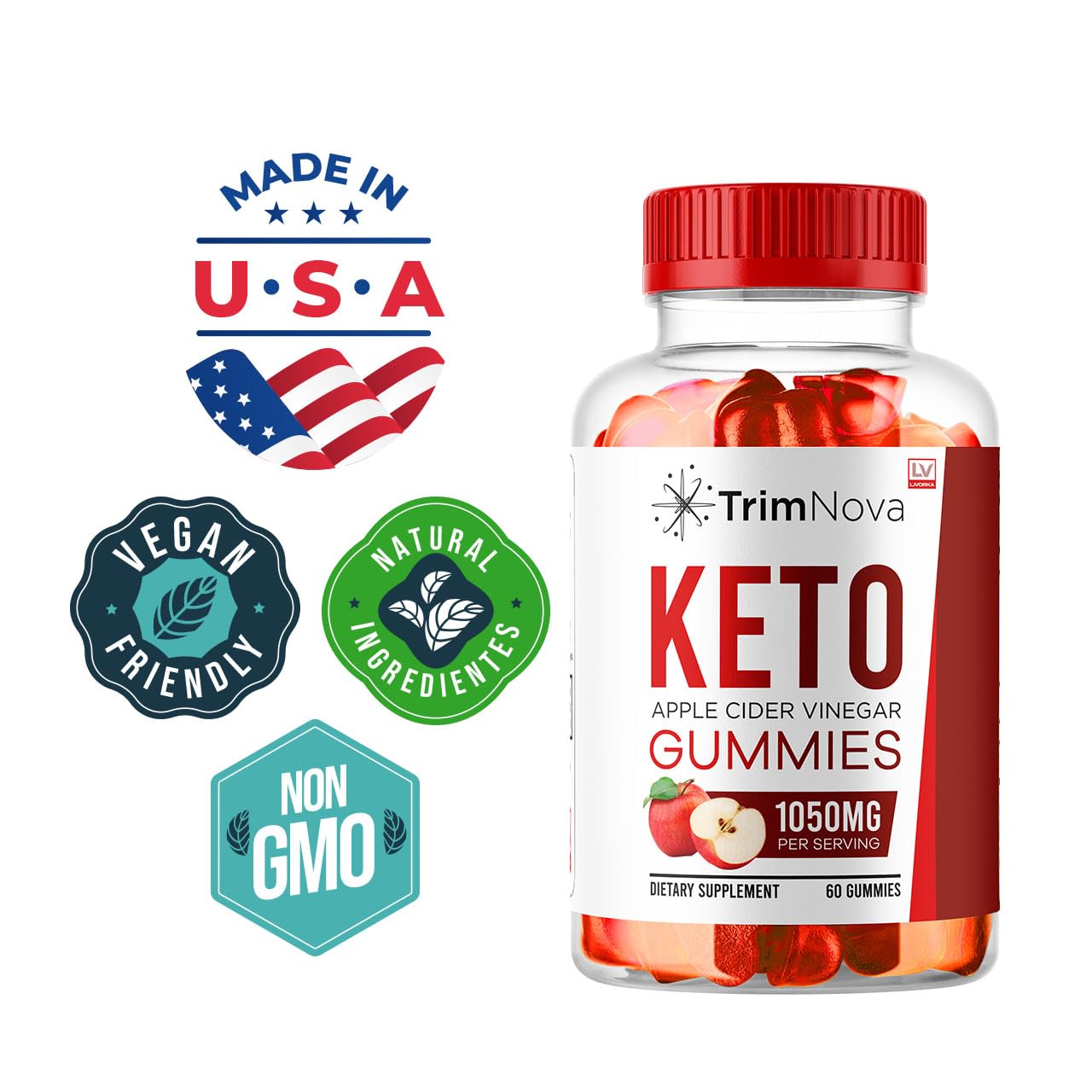LIVORKA (3 Pack) TrimNova Keto ACV Gummies, TrimNova Gummies, TrimNova Keto, TrimNova Keto ACV Gummies, Trimnova, TrimNova Keto Formula, TrimNova Keto ACV Gummies 1050MG, 180 Gummies for 3 Months.