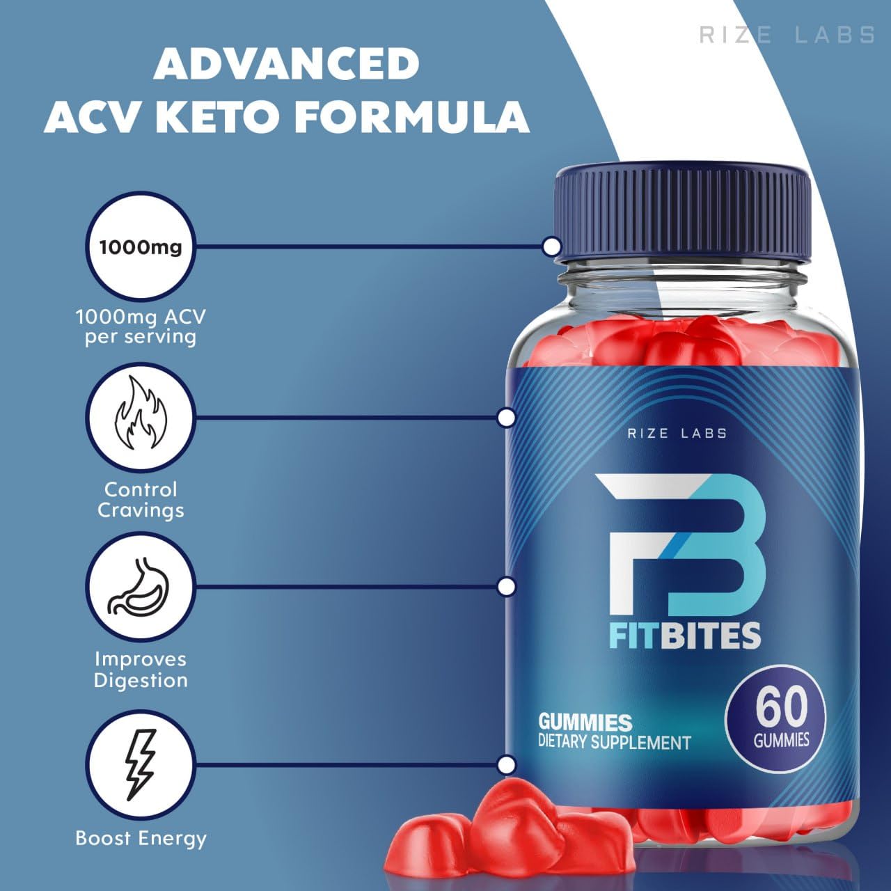 FitBites Gummies, FitBites Keto ACV Gummies for Advanced Weight Loss FitBites Keto + ACV Maximum Strength Supplement, Fit Bites Reviews Gomitas (60 Gummies)