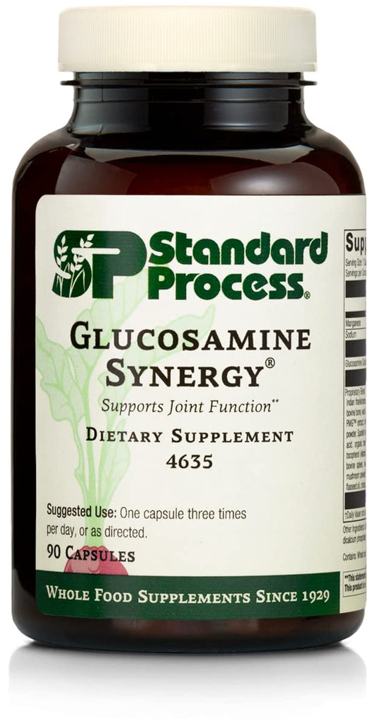 Standard Process Inc. Glucosamine Synergy - Whole Food RNA Supplement and Joint Support with Cyanocobalamin, Cholecalciferol, Shiitake, Manganese, Rice Bran, Organic Carrots - 90 Capsules
