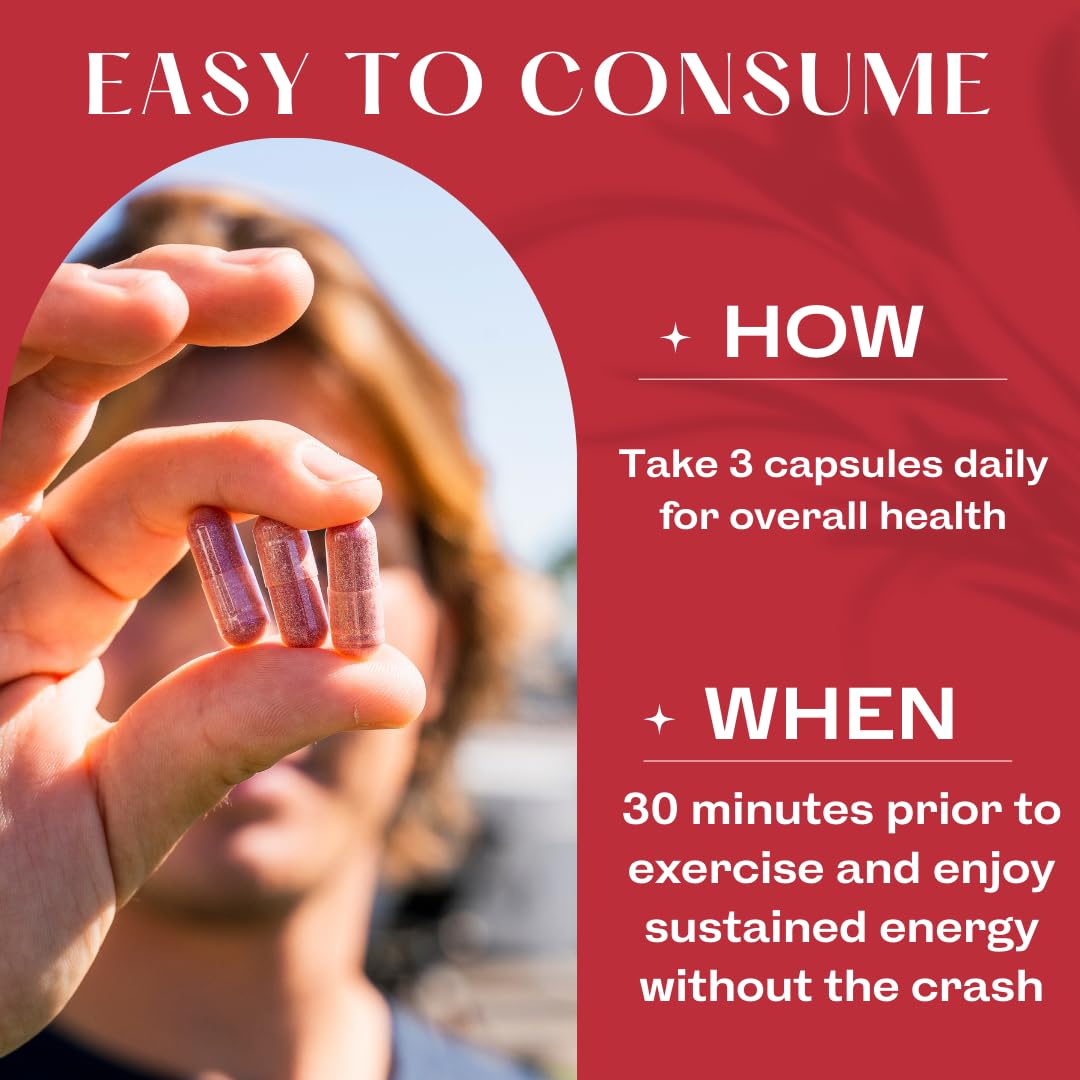 TruWild All Natural Beet Root Powder, Nitric Oxide Booster, 1000mg, Vegan Superfood Capsule Supplement, Beetroot Extract Supports Overall Health, Performance & Stamina, 30 Servings