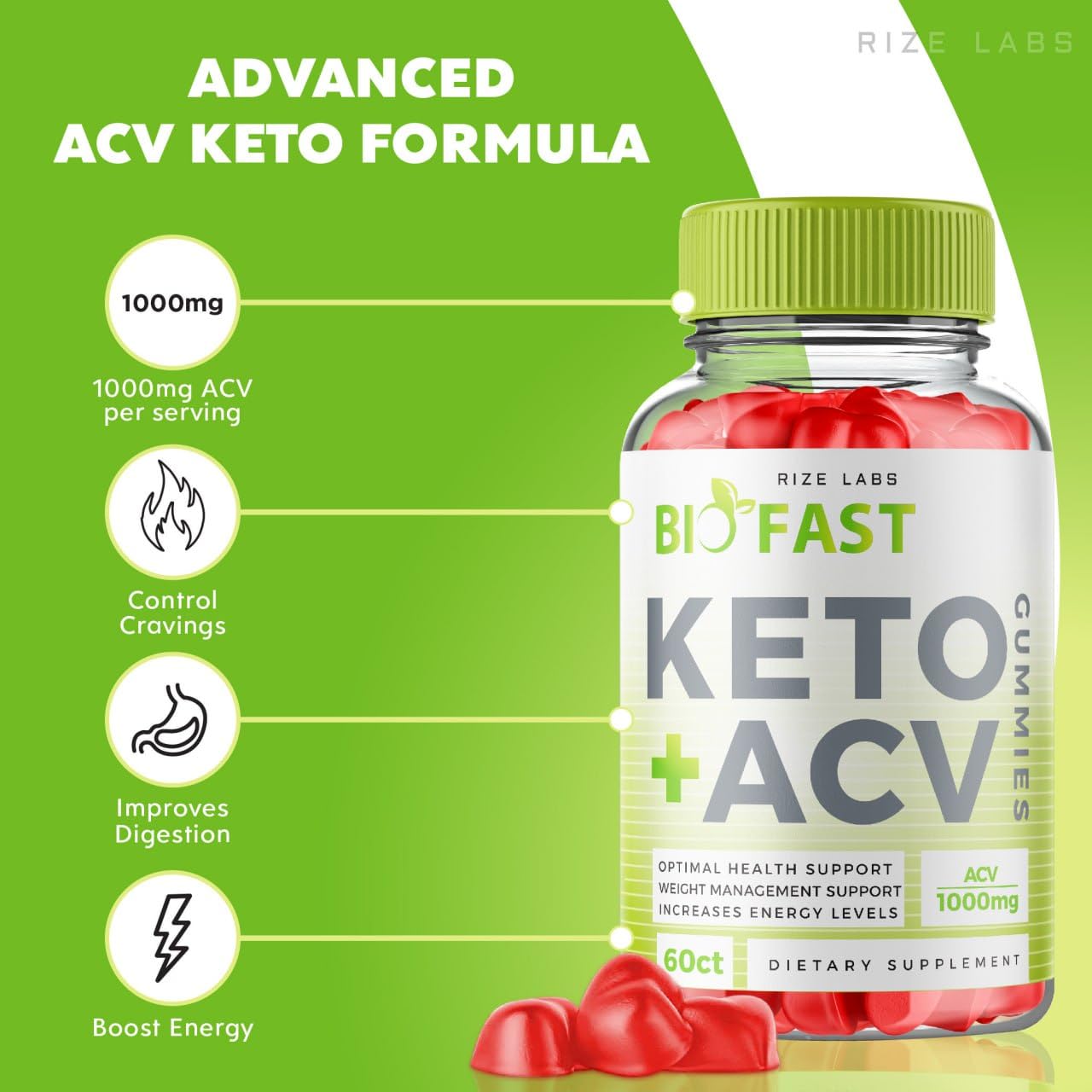 rize labs - Biofast Keto ACV Gummies for Advanced Weight Loss - Bio Fast Gummies Keto + ACV Slimming Belly Fat Diet (300 Gummies)
