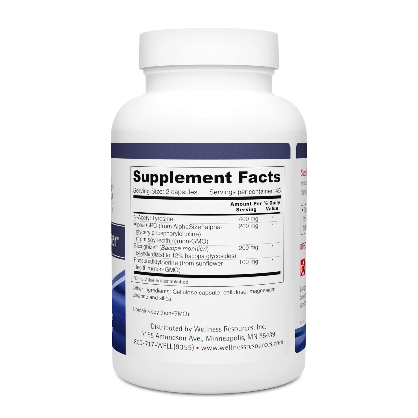 Wellness Resources Super Brain Booster with Phosphatidylserine, N-Acetyl Tyrosine, Alpha GPC and Bacopa for Mental Clarity, Focus and Memory (90 Capsules)