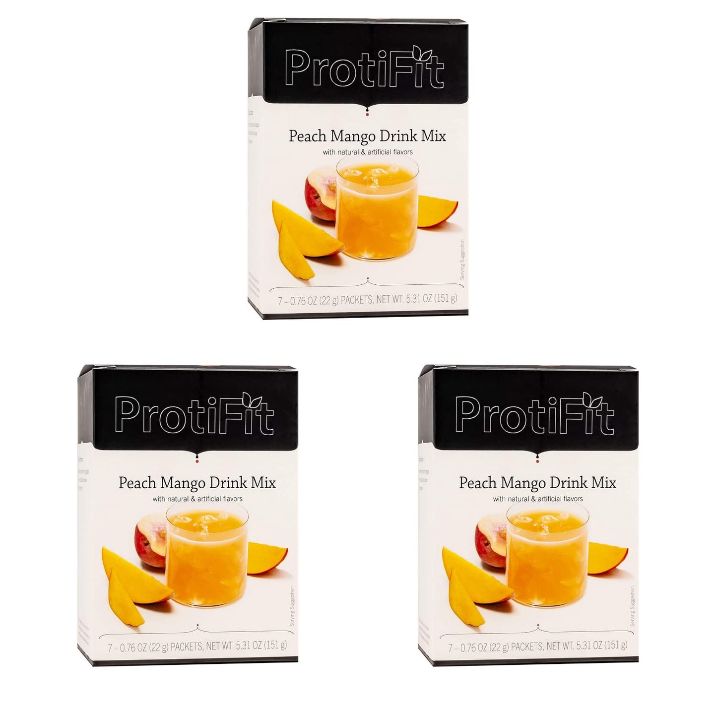 PROTIFIT - High Protein Peach Mango Fruit Drink 3 Pack, 15g Protein, Low Calorie, Sugar Free, Ideal Protein Compatible, 7 Servings Per Box, (3 Pack)