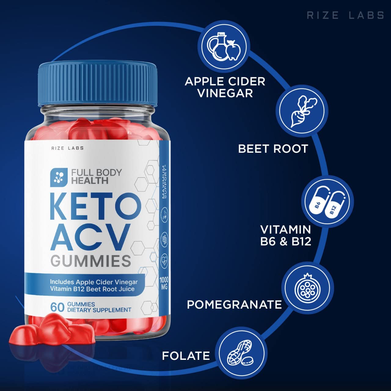 rize labs - Full Body Health Keto ACV Gummies for Advanced Weight Loss Support Max Strength Formula for Full-Body Energy (180 Gummies)