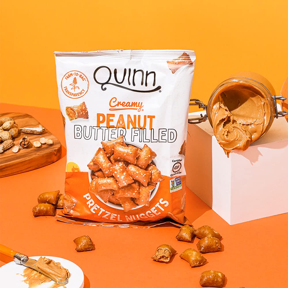Quinn Gluten Free Peanut Butter Filled Pretzel Nuggets  Made with Real Ingredients Whole Grain Sorghum Sea Salt Vegan Dairy Free NonGMO  11 Oz Pack of 8