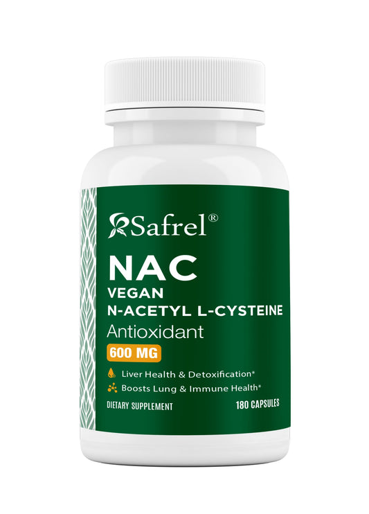 Safrel N-Acetyl-L-Cysteine (NAC) Capsules, 600mg, 180 Count, Respiratory, Immune, Liver Health Potent antioxidant Support, Free-radicals, Easy to Absorb, Non-GMO, Gluten Free