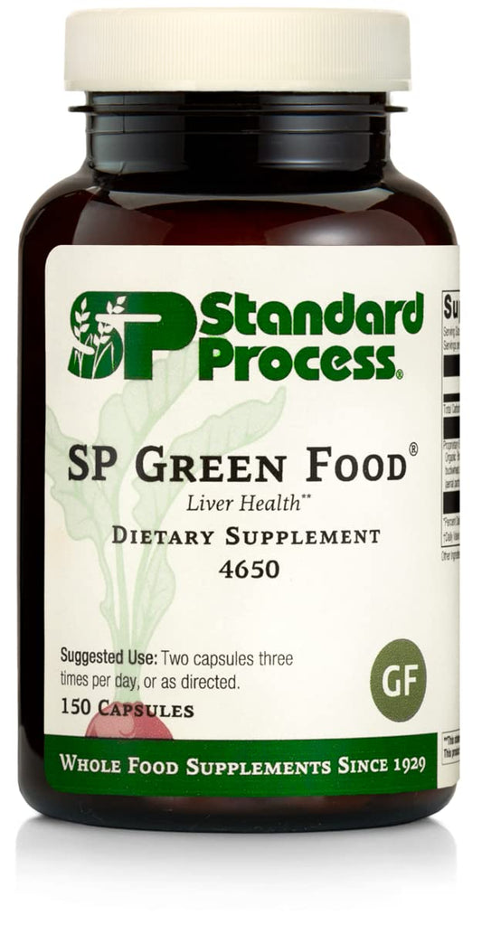 Standard Process Inc. SP Green Food - Whole Food Metabolism, Cholesterol, Toxin, and Liver Support with Alfalfa, Buckwheat, Barley, Brussels Sprouts, Kale - Vegetarian, Gluten Free - 150 Capsules