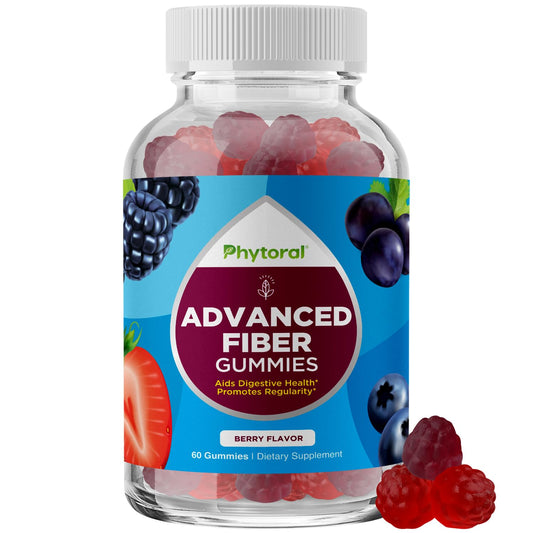 Advanced Fiber Gummies for Adults - Chicory Root Supplement with Prebiotic Support & Coconut Oil for Gut & Digestive Health - Soluble Digestion Capsules for Stomach Regulation & Immune Aid - 60 Ct