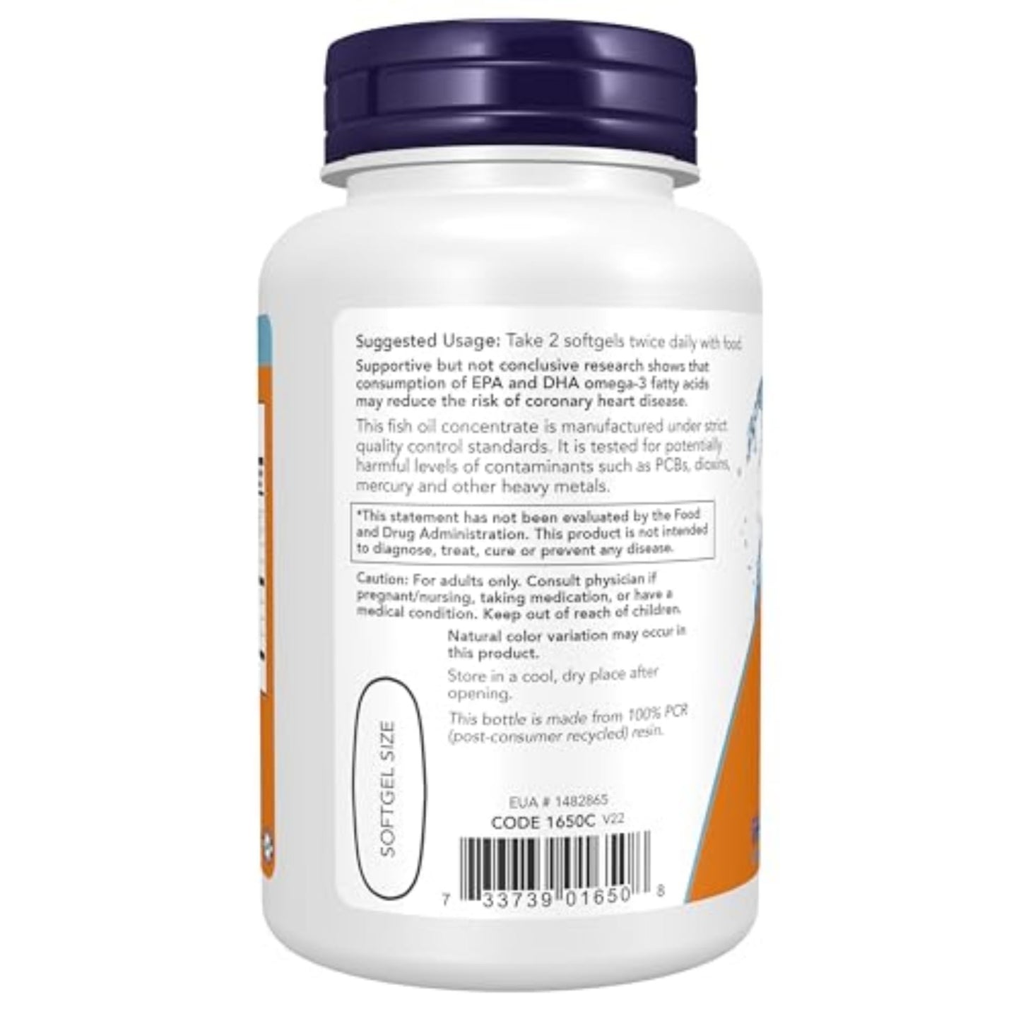 NOW Supplements, Omega-3 180 EPA / 120 DHA, Molecularly Distilled, Cardiovascular Support, 100 Softgels