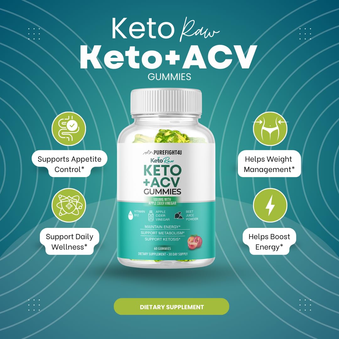 KetoRaw Keto +ACV Gummies | Apple Cider Vinegar Gummies, ACV Support, Advanced Weight Loss, 1000mg | Dietary Supplement 60 Gummies