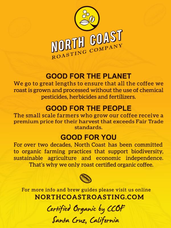 North Coast Roasting Company Medium Dark Roast Low Acid Organic Coffee Whole Bean  Big Sur Blend USDA Certified Organic Coffee Beans 12 Ounce Bag