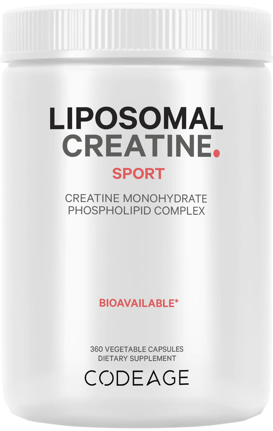 Codeage Liposomal Creatine Monohydrate Supplement, Pure Creatine 3000mg - 3 Months Supply, Micronized Creatine Powder, Creatinine Muscles Sports Nutrition and Athletes, Non-GMO - 360 Capsules