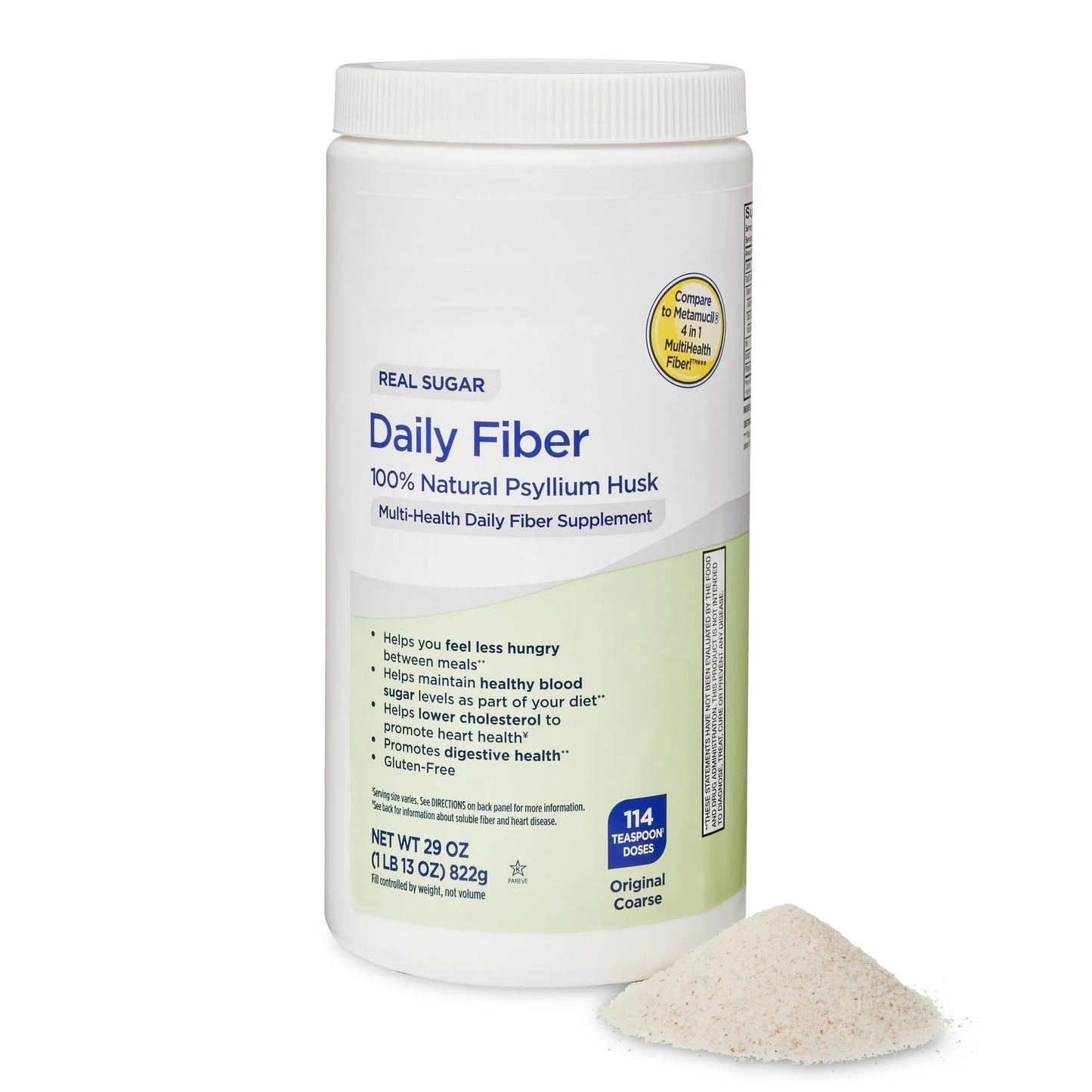 Daily Fiber Powder 29 oz - 114 Teaspoon Doses, Soluble Fiber Supplement Powder, Unflavored Fibra Supplement, Fibre Support for Digestive Wellness. (Pack of 1)