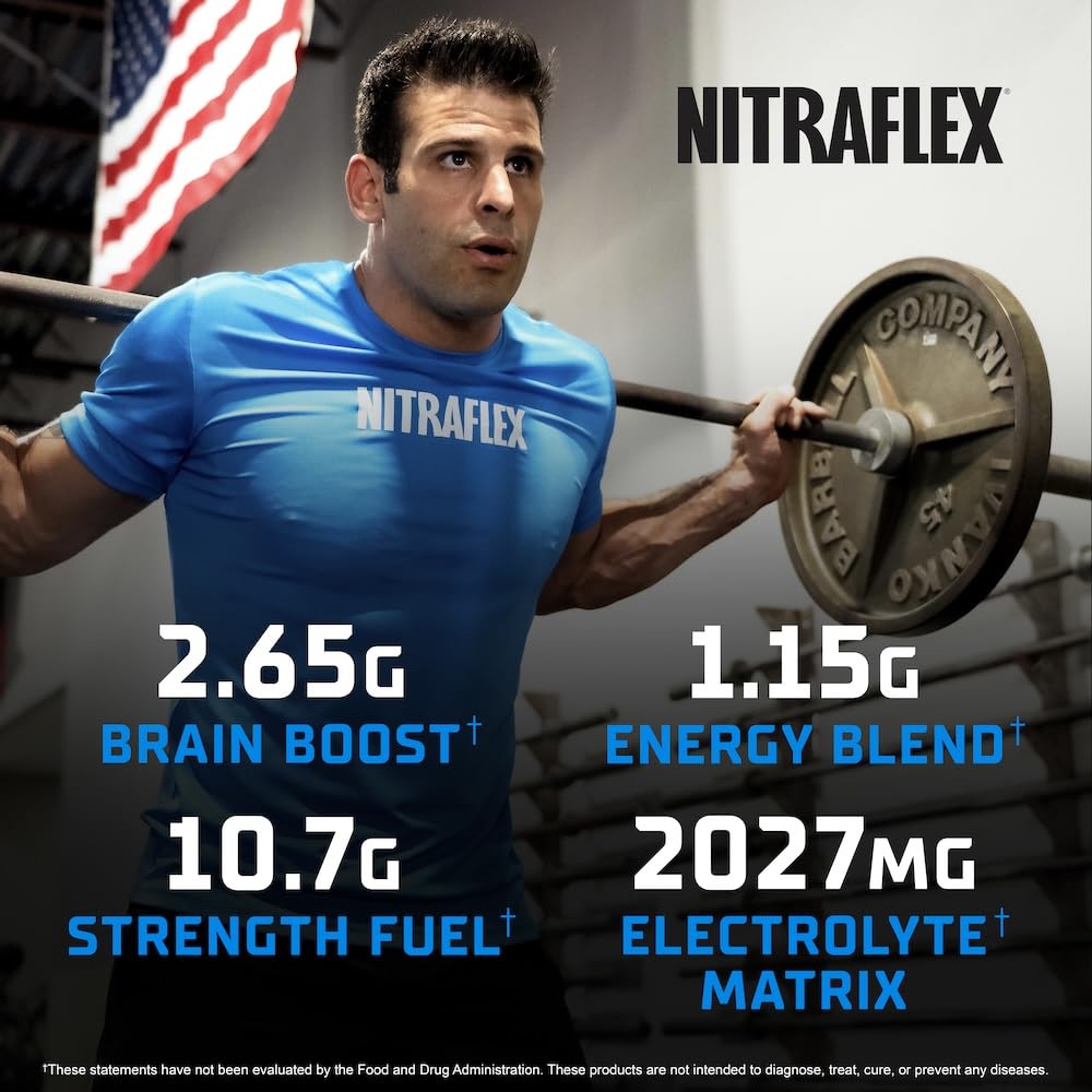 GAT SPORT Nitraflex Ultra Pre-Workout Supplement (30 Servings, Blue Raspberry)