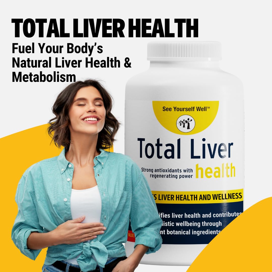 See Yourself Well Total Liver Health Supplement with Milk Thistle, Dandelion Root, Yarrow, Burdock Root, and Artichoke - 240 Vegan Capsules for Liver Function Support