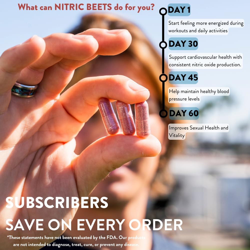 TruWild All Natural Beet Root Powder, Nitric Oxide Booster, 1000mg, Vegan Superfood Capsule Supplement, Beetroot Extract Supports Overall Health, Performance & Stamina, 30 Servings