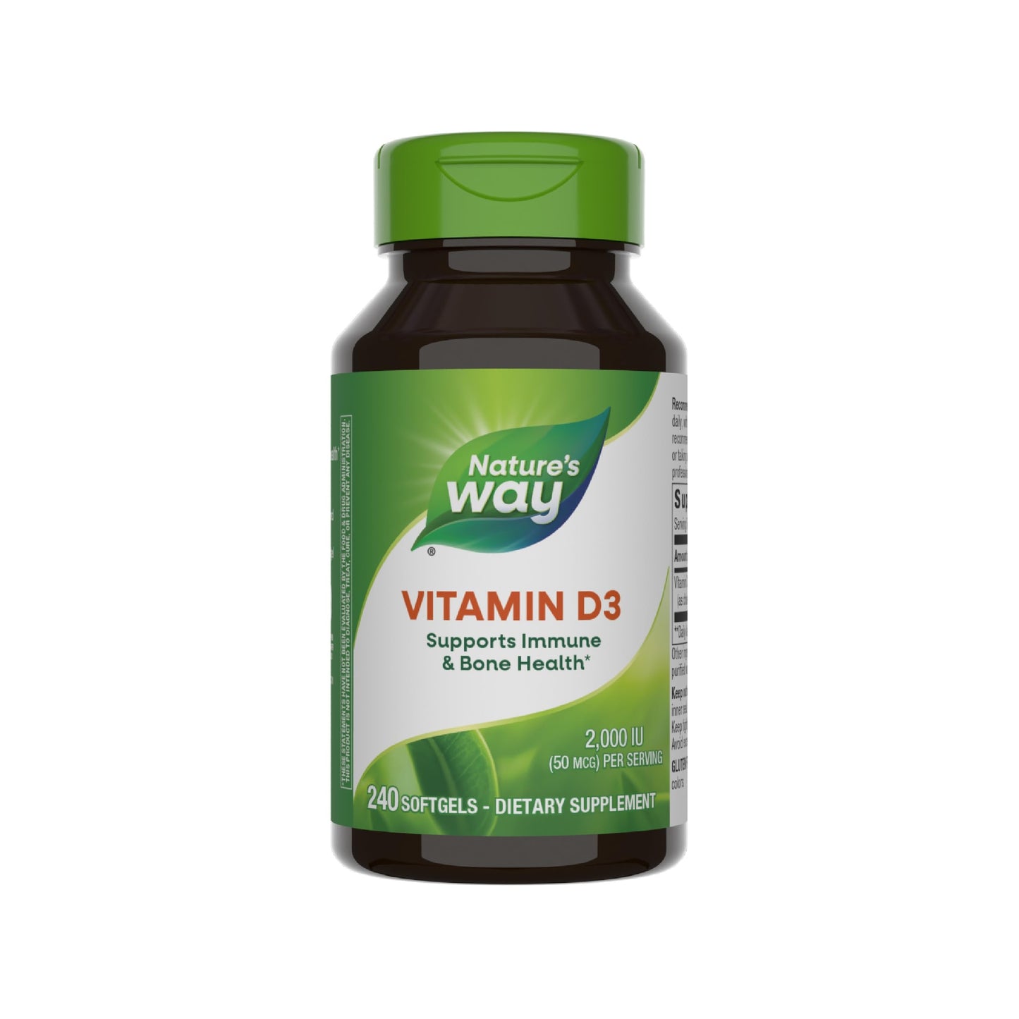 Nature's Way Vitamin D3 Extra Strength, Supports Bone Health and Immune Function*, 2000 IU (50 mcg per Serving), 240 Softgels (Packaging May Vary)