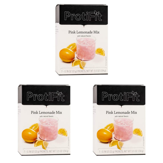 PROTIFIT - High Protein Pink Lemonade Fruit Drink 3 Pack, 15g Protein, Low Calorie, Sugar Free, Ideal Protein Compatible, 7 Servings Per Box, (3 Pack)